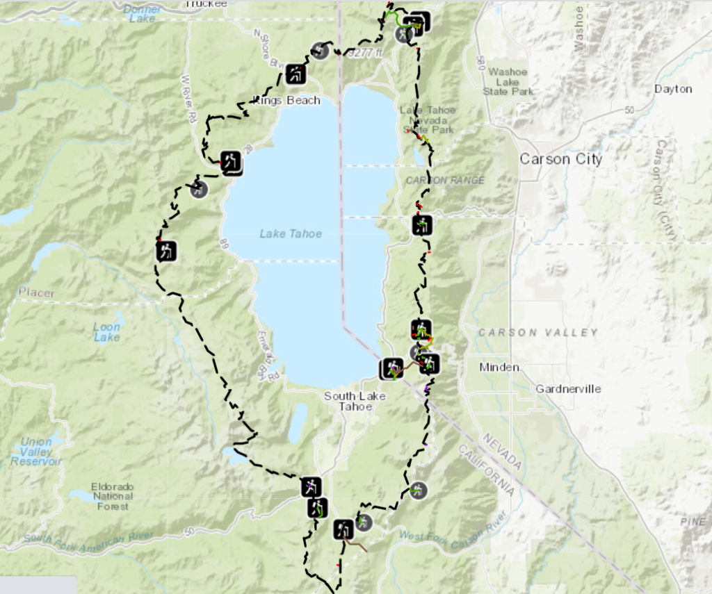 Map of the Tahoe Rim Trail
